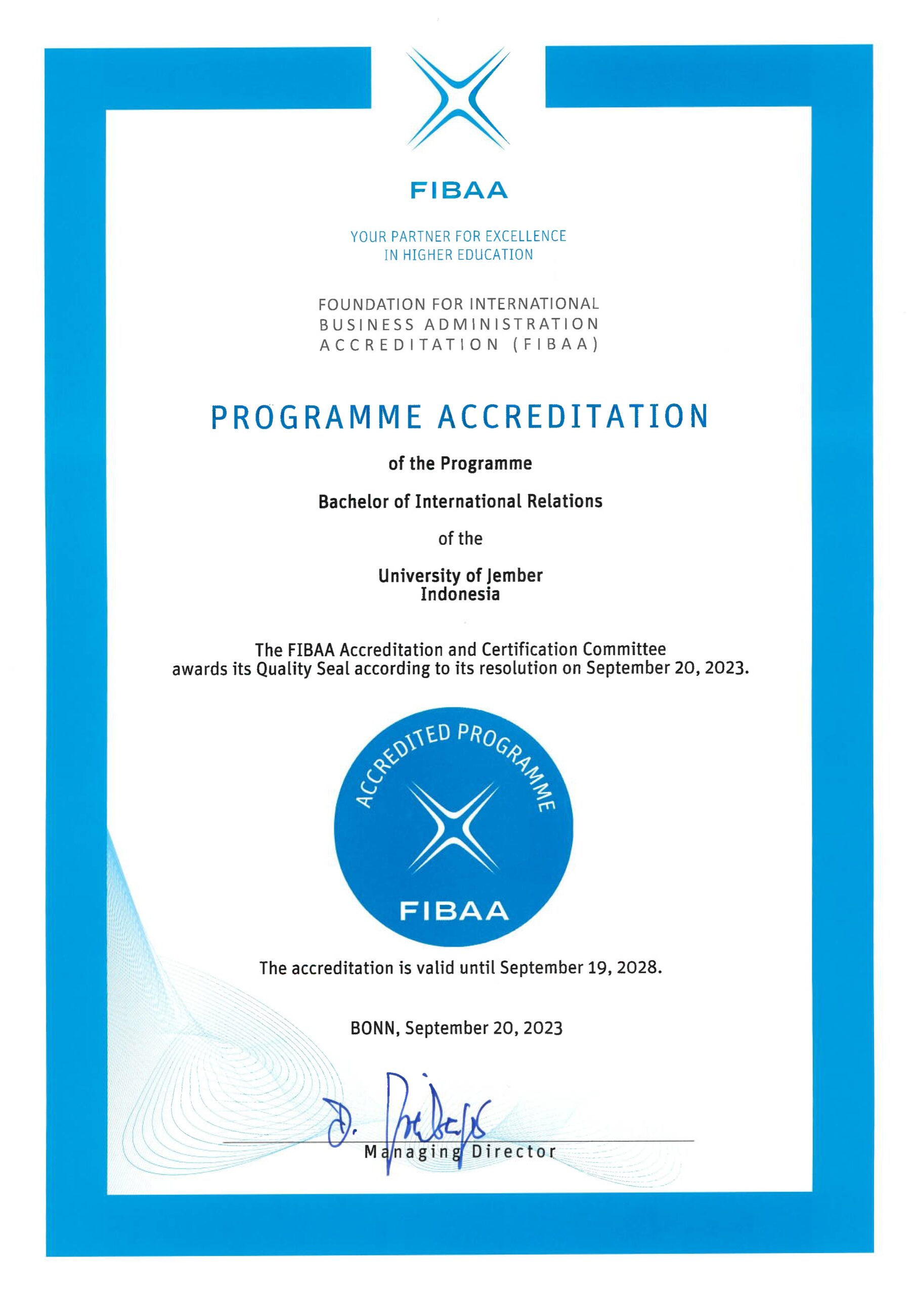 FIBAA Bachelor of International Relations